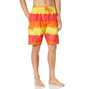 Kanu Surf Men's Mirage Swim Trunks (Regular & Extended Sizes), Zipline Red/Orange, Medium for $10