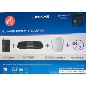 Linksys AC1600 Wi-Fi Wireless Dual-Band + Linksys CM3008 High Speed DOCSIS 3.0 8x4 Cable Modem for $113