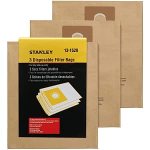 Stanley Disposable Filter Bag for Wet/Dry Vac 3-Pack for $11