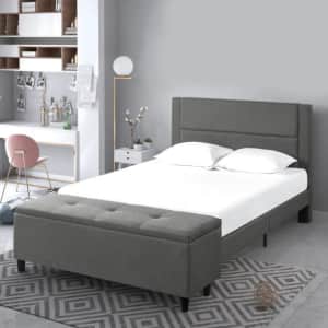 Zinus Wanda Upholstered Platform Bed w/ Storage Bench for $331