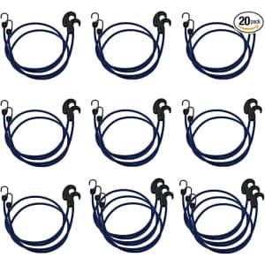 Amazon Basics Adjustable 36" Bungee Cord 20-Pack for $24