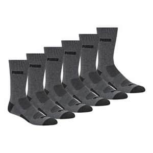 PUMA mens 6 Pack Crew Socks, Dark Gray, 13-Oct US for $15