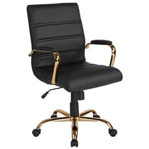 Flash Furniture Mid-Back Black LeatherSoft Executive Swivel Office Chair with Gold Frame and Arms for $218
