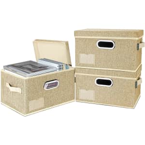 Baleine Fabric Storage Bins with Lids 3-Pack for $12