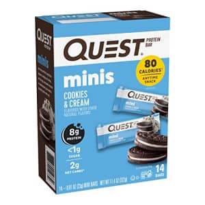 Quest Nutrition Mini Cookies & Cream Protein Bars, High Protein, Low Carb, Keto Friendly, 14 Count for $20 Quest Nutrition Mini Cookies & Cream Protein Bars, High Protein, Low Carb, Keto Friendly, 14 Count for $20