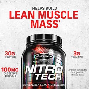 Whey Protein Powder | MuscleTech Nitro-Tech Whey Protein Isolate + Peptides | Lean Protein Powder for $34