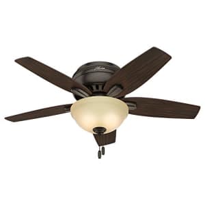 Hunter Newsome Indoor Low Profile Ceiling Fan with LED Light and Pull Chain Control, 42", Premier for $150