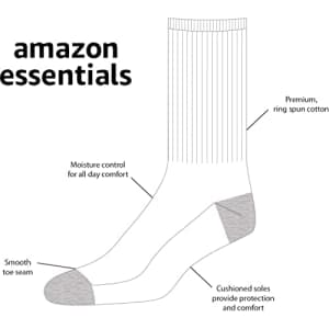 Amazon Essentials Men's 50-Pack Cotton Crew Socks, Black, 6-12 for $76