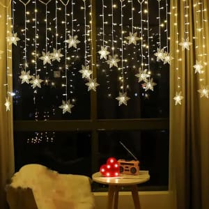 Drxenn 11-Foot Snowflake Curtain String Lights for $13