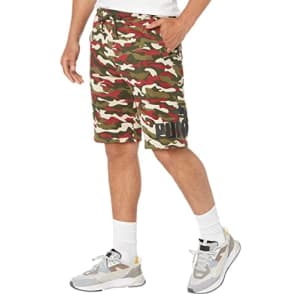 PUMA Men's Big & Tall Camo All Over Print Fleece Shorts, Forest Night, 4X-Large for $16