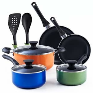 Cook N Home Stay Cool Handle, Multicolor 10-Piece Nonstick Cookware Set for $49
