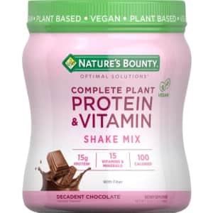 Complete Plant Protein & Vitamin Shake Mix by Nature's Bounty Optimal Solutions, with Fiber, Plant for $20