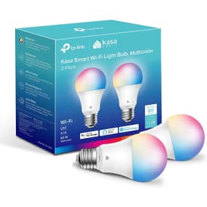 TP-Link Kasa Multicolor LED Smart Light Bulb 2-Pack for $19