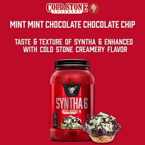 BSN Syntha-6 Whey Protein Powder, Cold Stone Creamery- Mint Mint Chocolate Chocolate Chip Flavor, for $40 BSN Syntha-6 Whey Protein Powder, Cold Stone Creamery- Mint Mint Chocolate Chocolate Chip Flavor, for $40