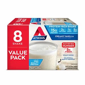 Atkins Gluten Free Protein-Rich Shake, Creamy Vanilla, Keto Friendly, 8 Count (Pack of 1) for $11