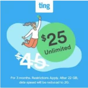 Unlimited Data at Ting Mobile: for $25 per month for first 3 months Unlimited Data at Ting Mobile: for $25 per month for first 3 months