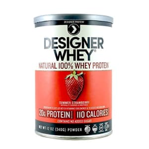 Designer Protein 100% Premium Whey Protein Powder, Luscious Strawberry, 12-Ounce Canister (Pack of for $48