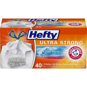 Hefty 13-Gallon Ultra Strong Tall Kitchen Trash Bag 40-Pack for $7