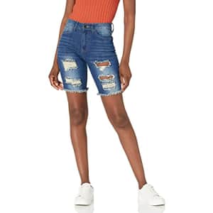 V.I.P. JEANS Women's Super Cute Jeans Shorts Washed, Acid Blue Bermuda, 3 for $15