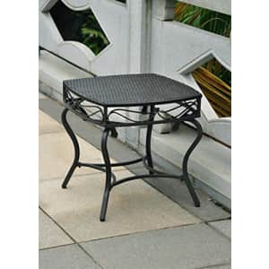 International Caravan Wicker Resin/Steel Patio Side Table in Black Antique Finish for $108