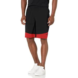PUMA Men's Train Favorite Woven 10" Shorts, Black-High Risk Red, Large for $21