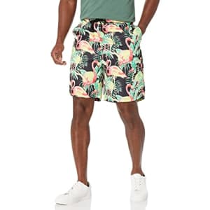 LRG Men's Logo Casual Drawstring Waist Shorts with Pockets, Black/Pink, Medium for $17