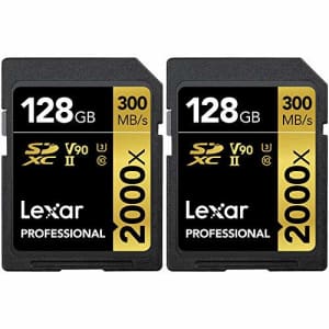 Lexar LSD2000128G-BNNNU Pro 2000x SD UHS-II 128GB Memory Card 2 Pack for $250