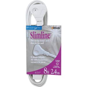 Woods SlimLine 8-Foot Indoor Flat Plug Extension Cord for $4 Woods SlimLine 8-Foot Indoor Flat Plug Extension Cord for $4