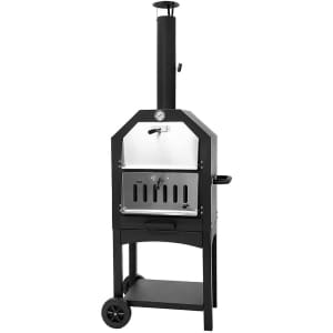 Freestanding Wood-Burning Pizza Oven w/ Cover + Pizza Stone for $200