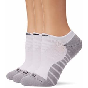 Nike Dry Cushion No-Show Training Socks (3 Pair) (Medium, White) for $20