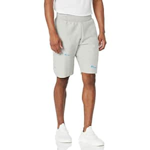 Champion Men's 10 Inch Reverse Weave Cut-Off Shorts, Print, Spread Scripts - Oxford Grey, X- Small for $28