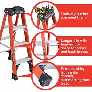 Louisville Ladder 4-Foot Fiberglass Step Ladder, 375-Pound Capacity, FS1404HD for $138 Louisville Ladder 4-Foot Fiberglass Step Ladder, 375-Pound Capacity, FS1404HD for $138