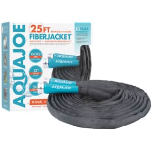 Aqua Joe 25-Foot Fiberjacket Flexible Garden Hose w/ Metal Fittings for $16