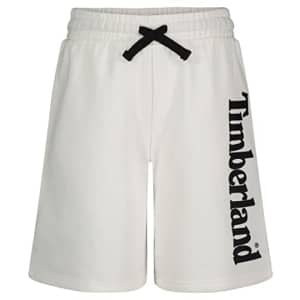 Timberland Boys' Big Drawstring Logo Knit Shorts, White 22, 14-16 for $12