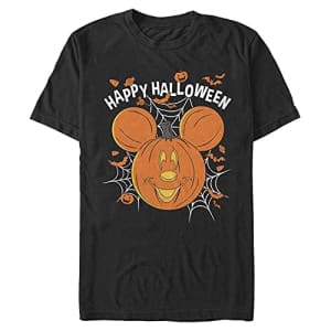 Disney Men's Characters Mickey Mouse Jack O Lantern T-Shirt, Black, X-Large for $8