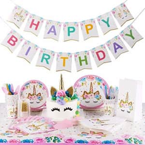 Discovering DIY Unicorn Birthday Decorations for Girls - Party Supplies Kit for 16 Guests w/Plates, for $14