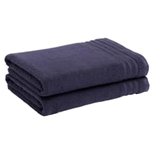 Amazon Basics Cotton Bath Towels, Made with 30% Recycled Cotton Content - 2-Pack, Midnight Blue for $23