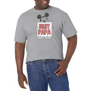Disney Big & Tall Classic Mickey Amazing Dad Men's Tops Short Sleeve Tee Shirt, Athletic Heather, for $11