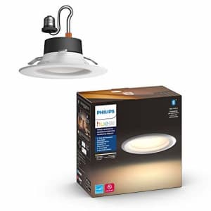 Philips Hue White Ambiance LED Smart Retrofit 4-inch Recessed Downlight, Bluetooth & Zigbee for $40