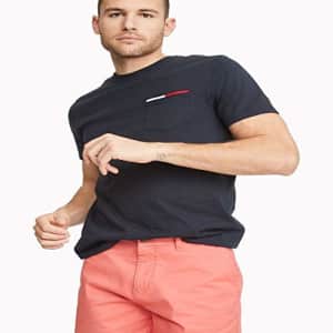 Tommy Hilfiger Men's Regular T Shirt with Pocket, Sky Captain-pri, XS for $29