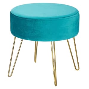 mDesign Round Padded Ottoman Footstool with Metal Hairpin Legs - Small Stool and Chair Pouf for $40