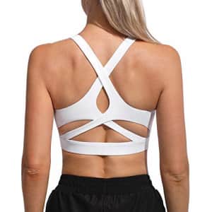G4Free Women White Sports Bra Padded Strappy Crisscross Back Yoga Bralette Activewear Fitness Girls for $10