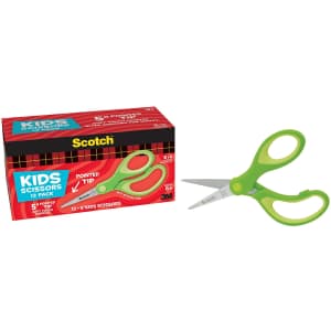 Scotch 5" Soft Touch Pointed-Tip Kid Scissors 12-Pack for $16