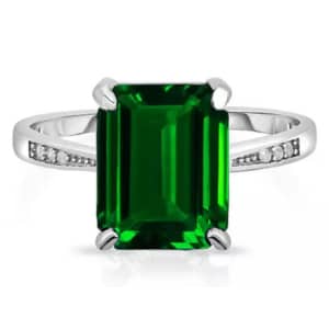 Valencia Gems 4-tcw Created Emerald Sterling Silver Ring for $6