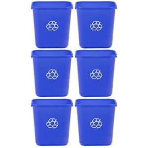 AmazonCommercial 7-Gallon Recycling Wastebasket 6-Pack for $32