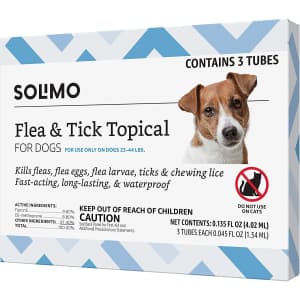 Solimo Flea & Tick Treatment for Medium Dogs 3-Dose Box for $8 Solimo Flea & Tick Treatment for Medium Dogs 3-Dose Box for $8