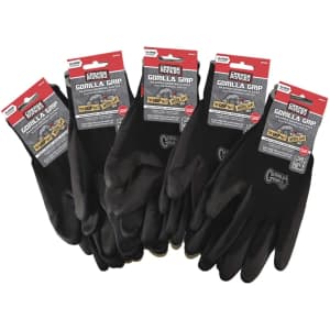 Gorilla Grip Slip-Resistant All-Purpose Work Gloves 5-Pack for $11