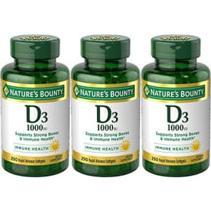 Nature's Bounty Vitamin D3-1000 IU, Rapid Release Softgels, 250 Count (Pack of 3) for $12 Nature's Bounty Vitamin D3-1000 IU, Rapid Release Softgels, 250 Count (Pack of 3) for $12