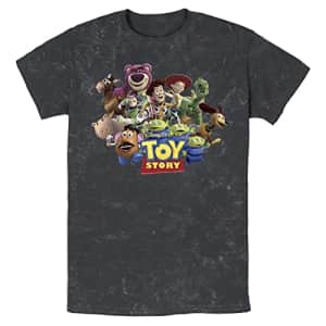 Disney Pixar Toy Story Running Team Young Men's Short Sleeve Tee Shirt, Black, XX-Large for $29