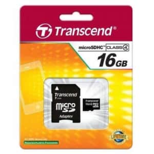 Transcend Samsung Galaxy S4 Mini Cell Phone Memory Card 16GB microSDHC Memory Card with SD Adapter for $11